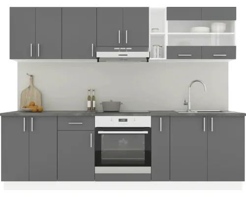 Mobilă de bucătărie Karo V19, L 260 cm, alb/antracit buc