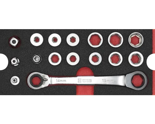 Set adaptori 12 canturi cheie inelară WGB 268x38x114mm, inserție pentru sertare, 16 piese buc