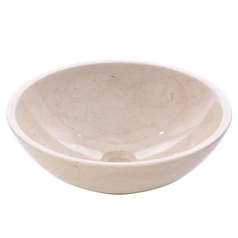Lavoar marmura baie, rotund, pe blat, Yek YF124, bej deschis buc