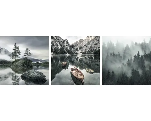 Set 3 tablouri canvas The Wall Mountain Lake, 3x 50x50 cm buc