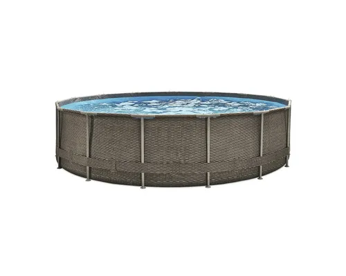 Set piscină cu cadru metalic Ø 457 cm H 106 cm capacitate 15297 l maro inclus scară, skimmer, filtru, prelată buc