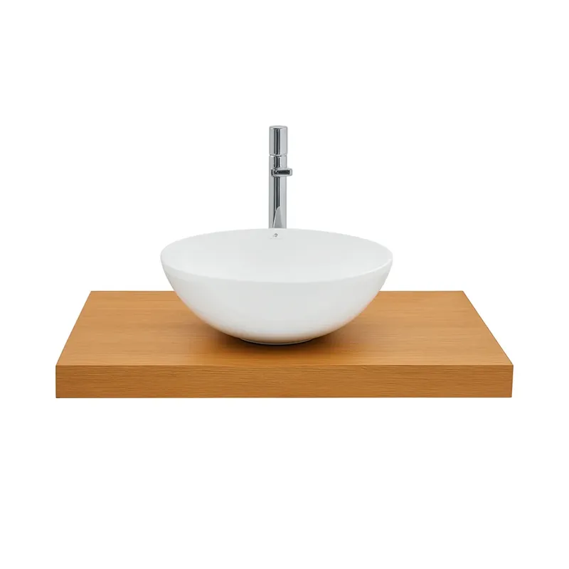 SET BLAT WORKTOP PROJECT WOOD 80 CM 100233633 + LAVOAR ROUND WHITE - 100255371