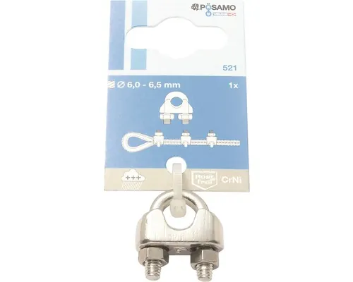 Bridă clemă cabluri metalice Pösamo Nautic Pro 8mm, inox A4 buc