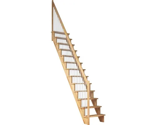 Scară laterală de interior Pertura Filia cu balustradă 13 pași fag lăcuit buc