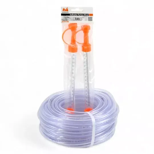 Set furtun nivel, PVC, 3/8 toli, 1 mm, rola 15 ml cu set indicatori, Evotools