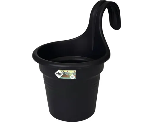 Set ghiveci elho Green Basics plastic Ø 18 H 26 cm negru incl. suport buc