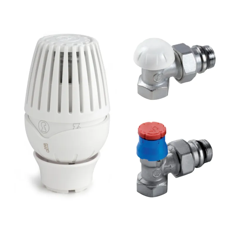 Set robineti, alama nichelata, tur termostatic, retur si cap termostatic, pentru calorifer, Giacomini, D.1/2"
