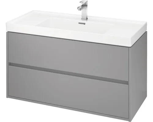 Dulap bază lavoar baie suspendat Cersanit Crea 99,4 cm MDF gri mat 2 sertare fără lavoar buc
