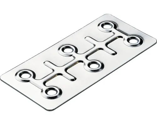 Conector plat tip plăcuță Hettich 40x86 mm, oțel zincat, pachet 20 bucăți pac