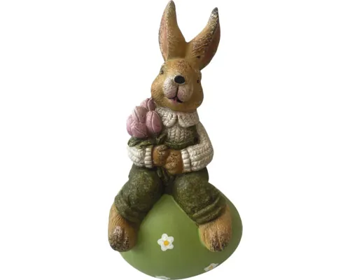 Figurină iepure pe ou Lafiora H 35 cm verde buc