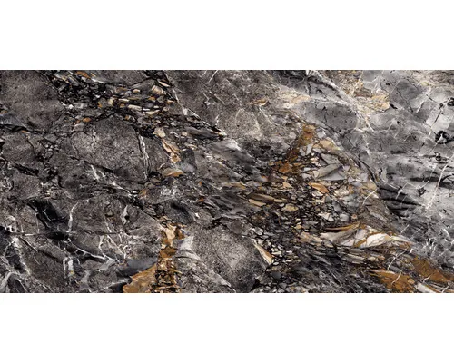 Gresie / Faianță porțelanată glazurată Mozart Black High Gloss rectificată 60x120 cm pac