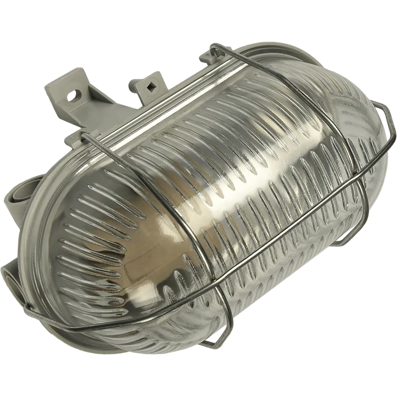 Aplica ovala cu protectie metal, E27, 100 W, IP44, Gri
