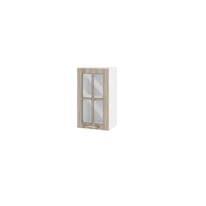 Corp suspendat bucatarie Nadise 40 cm, 1 usa sticla, stejar sonoma/alb