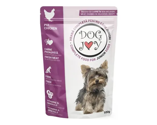 Hrană umedă pentru câini DOG JOY Junior cu pui 100 g buc