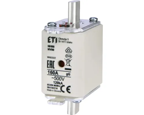 Siguranță fuzibilă de mare putere ETI NV00 160A 500V buc