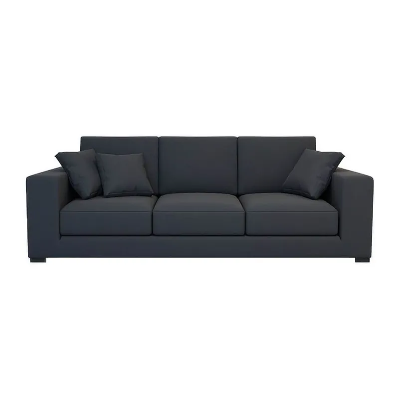 Canapea fixa Lux Family, 3 locuri, material textil, culoare gri, sezut spuma, cadru lemn