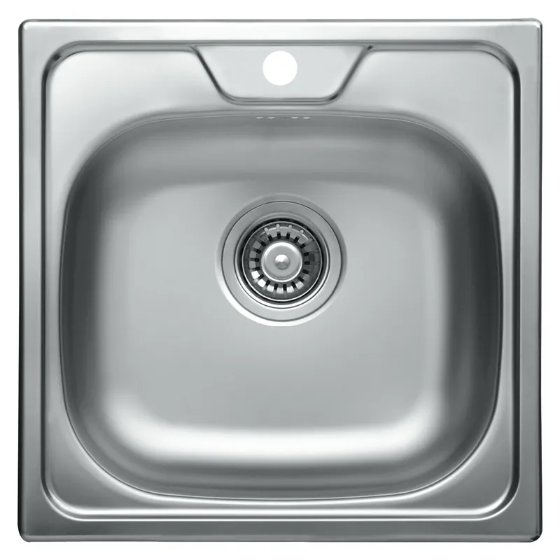Chiuveta bucatarie, inox, leinen, Alveus Allux 70, patrata, 48 x 48 cm, adancime cuva 16.6 cm