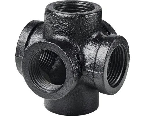 Conector colț Dolle Pipe 3/4" 90° 6 intrări, negru, pentru rafturi modulare buc