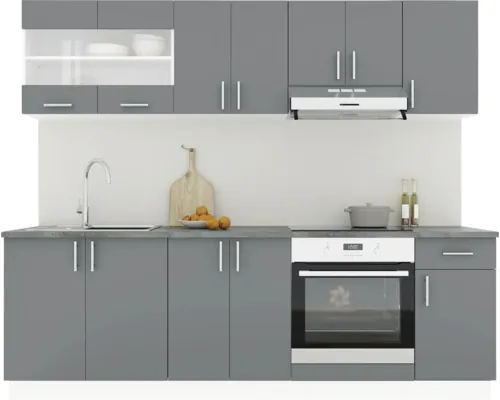 Mobilă de bucătărie Karo V15, L 240 cm, alb/antracit buc