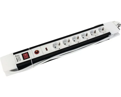 Prelungitor electric Strohm 6 prize 2m 2500W alb, cu întrerupător, cu protecție la supratensiune buc