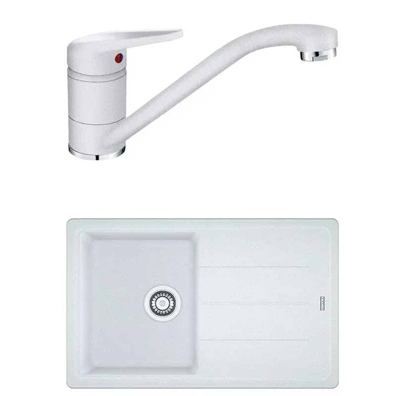 PACHET CHIUVETA FRAGRANITE FRANKE BFG 611-78 + BATERIE NOVARA PLUS, CARTUS CERAMIC, ALB