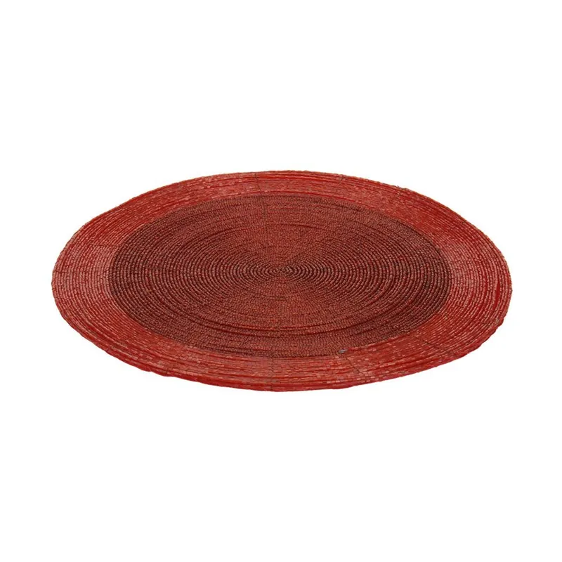 Placemat Shine 35 cm, textil/sticla, rosu