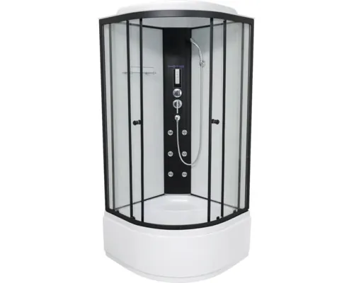 Cabină de duș cu hidromasaj Sanotechnik BW850, 80x80x215 cm, profile negru mat buc