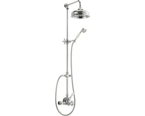 Sistem de duş cu termostat Schulte Classic Retro, duș fix Ø20 cm, pară duș 1 funcție, crom D9646 02 buc