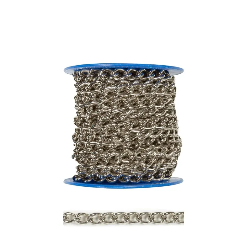 Lant din otel, Vormann, pentru uz casnic / delimitari, cu za ovala, argintiu, 2.5 mm m