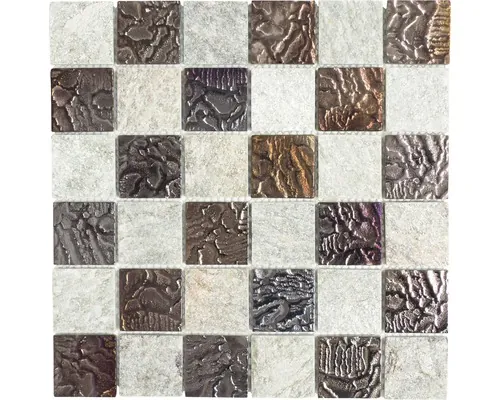 Mozaic sticlă-piatră naturală XCM CR73 mix gri 30x30 cm buc