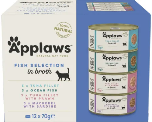 Hrană umedă pentru pisici Applaws Multipack Selecție pește 12x70 g buc