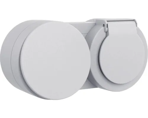 Întrerupător simplu & priză cu împământare Ovivo xOne Big Button, capac de protecție IP54 gri, montaj aplicat buc