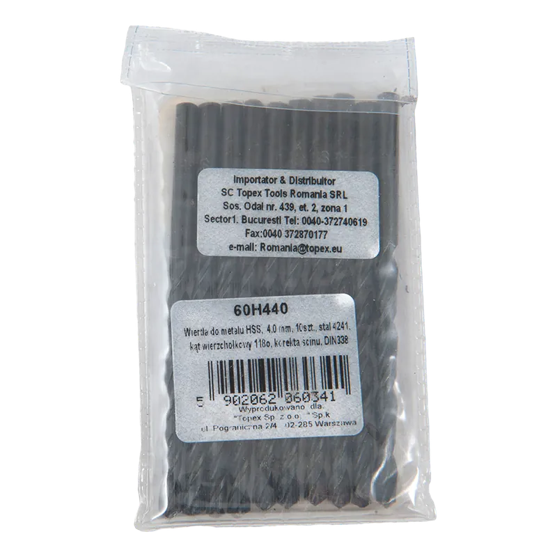 Set 10 burghie Top Tools, Hss 60H440, pentru metal, 4 mm 10buc