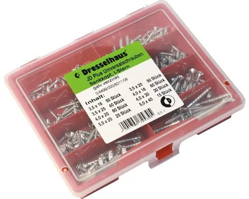 Set șuruburi pentru lemn cu cap înecat Torx Dresselhaus JD-Plus oțel zincat, 330 piese buc