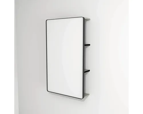 Oglindă baie cu LED și etajeră Devo Sonus 2.0, 55,5x94 cm, grej/negru, IP 44 buc