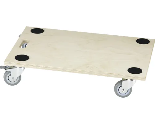 Platformă pentru transport Tarrox max. 300kg 590x390x18 mm, roți pivotante din cauciuc, cu frână și blocarea direcției buc