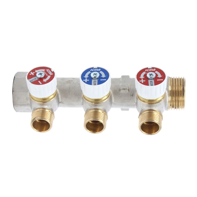 Distribuitor cu robinet 1", cu 3 cai 1/2", filet exterior, ICMA 227 buc