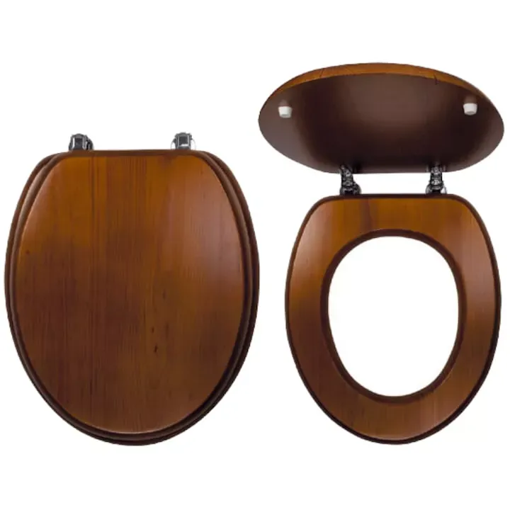 Capac WC Ferro DUB2, MDF, decor stejar, natur inchis, 43.5x37.2 cm