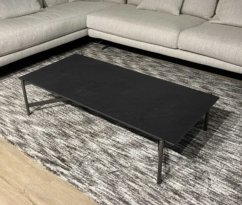 MASA CAFEA BRIDGE; 60X120X28 CM; TOP HPL PIETRA NERA + PICIOARE MANGANESE