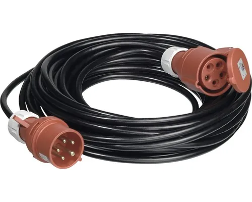 Prelungitor trifazic de exterior PCE 20m 16A, 5x1,5 mm², negru, cablu PVC buc