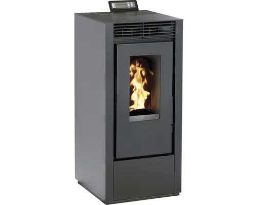 Șemineu pe peleți Interstoves Marina 12,1 kW negru, canalizabil, aprindere electrică, 107,3x49x50,3 cm buc
