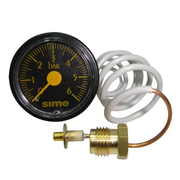 Manometru circular cu tub capilar, Sime, 6 bar, D43/d36, niplu 1/4", pentru cazan 1R, 2R