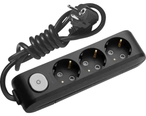 Prelungitor electric Panasonic 3 prize 2m 3500W negru, cu întrerupător buc