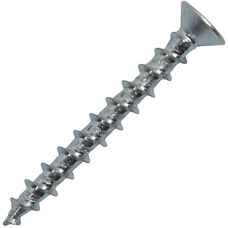 Surub pentru PVC, cu cap inecat, otel zincat alb, 4,3 x 35 mm, PH2