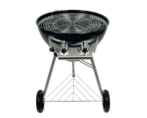 Grătar pe gaz Tenneker TG2 Dark Moon 2 arzătoare 8,6 kW suprafață de gătire Ø 57 cm incl. termometru integrat în capac, tavă de colectare grăsime buc