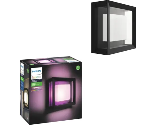 Aplică LED exterior Philips Hue Econic 15W, 1150 lumeni, lumină RGBW IP44, negru buc