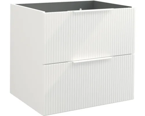 Dulap bază lavoar baie suspendat Jungborn QUATTRO 60 cm MDF alb riflaj mat 2 sertare buc