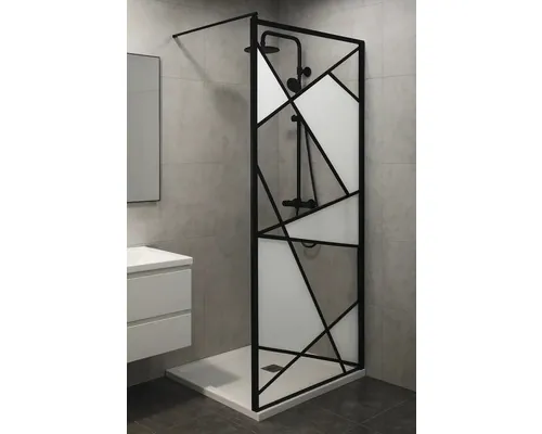 Duș Walk In Sanotechnik Sanoflex Industrial, 100x200 cm, sticlă transparentă, profil negru buc