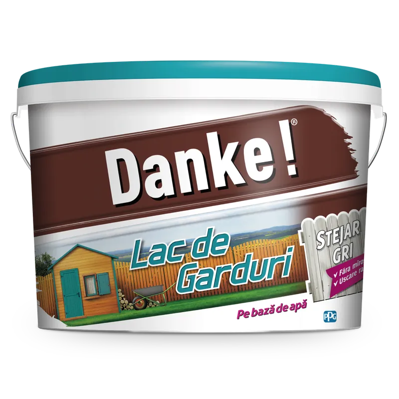 Lac pentru garduri din lemn Danke , pe baza de apa, 4l