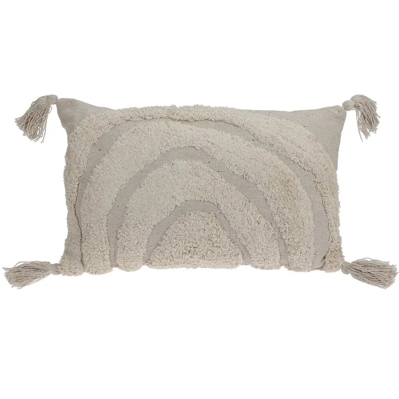 Perna decorativa cu ciucuri Matilda, 30x50 cm, bumbac, alb